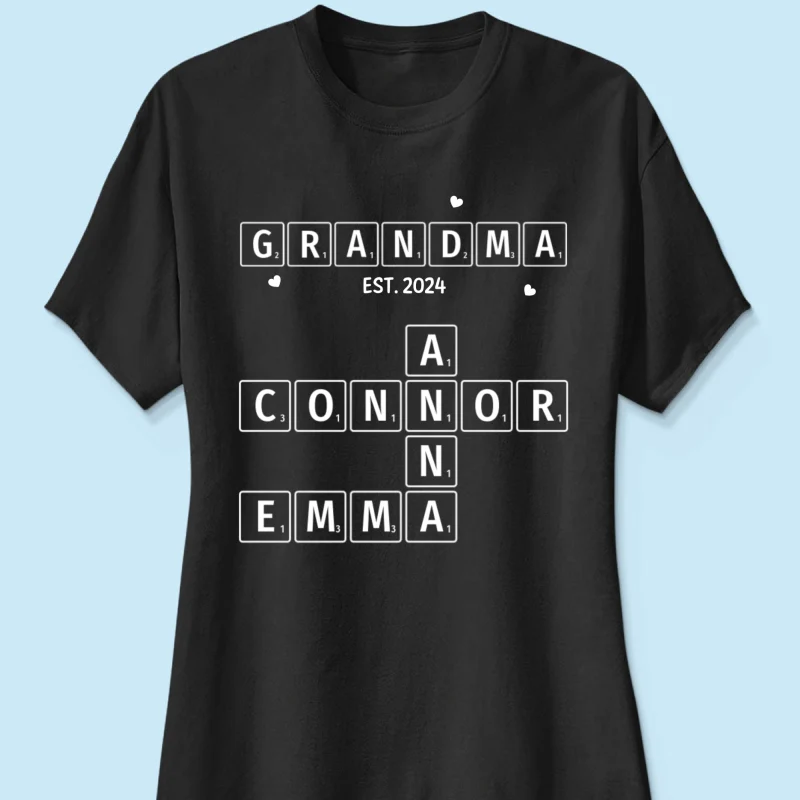 Grandma Grandpa Est. Crossword Art Puzzle Personalized Shirt - Image 11