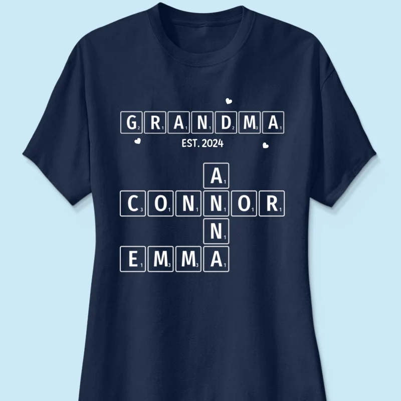 Grandma Grandpa Est. Crossword Art Puzzle Personalized Shirt - Image 12