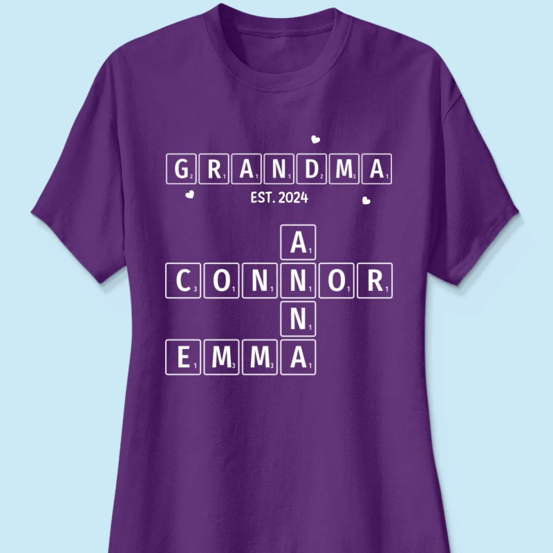 Grandma Grandpa Est. Crossword Art Puzzle Personalized Shirt - Image 13