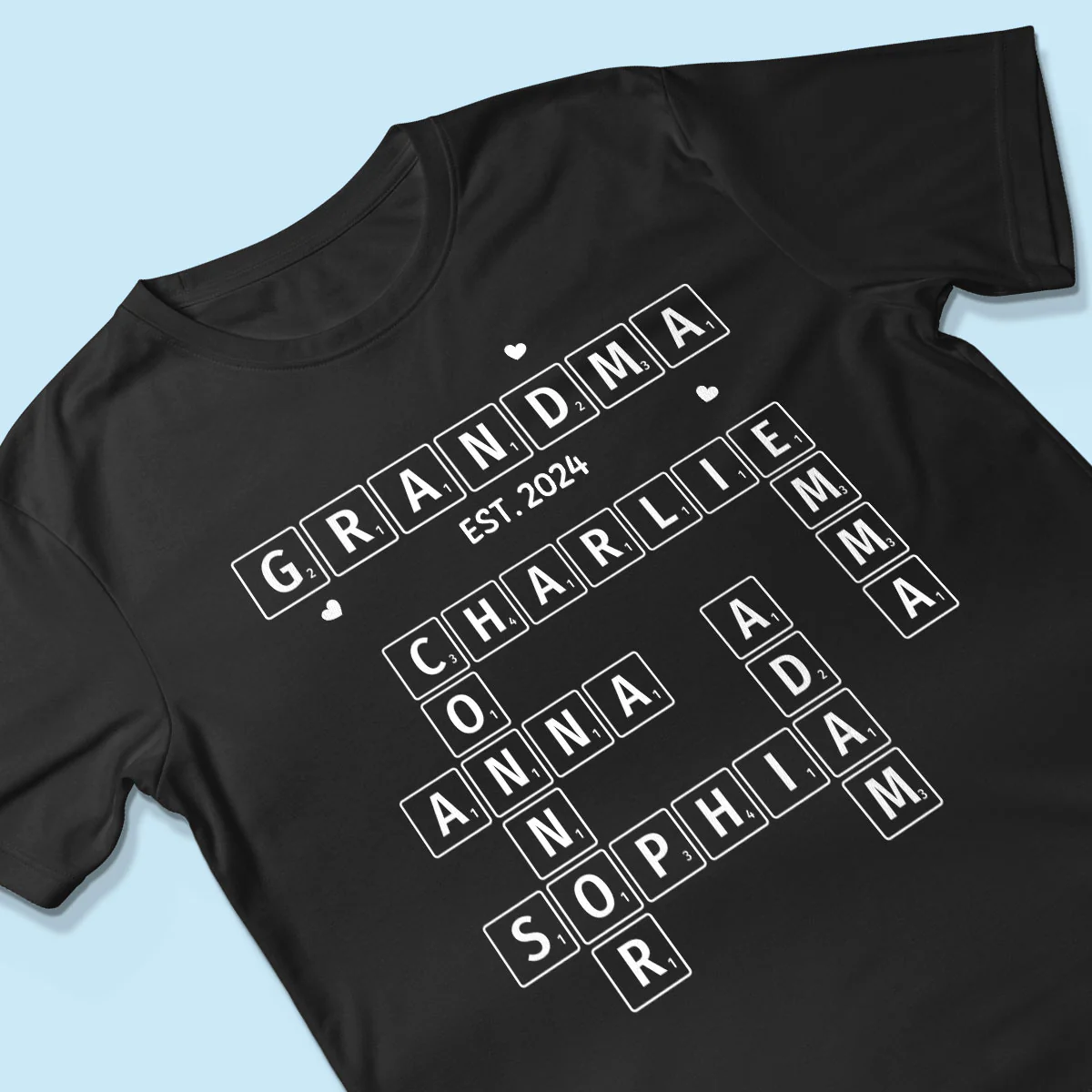 Grandma Grandpa Est. Crossword Art Puzzle Personalized Shirt - Image 3