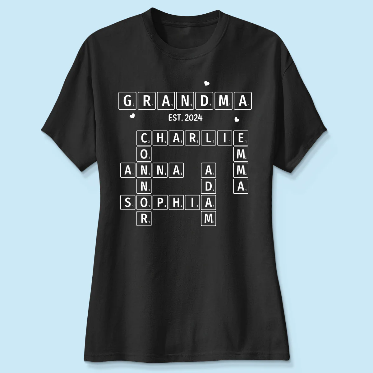 Grandma Grandpa Est. Crossword Art Puzzle Personalized Shirt - Image 4