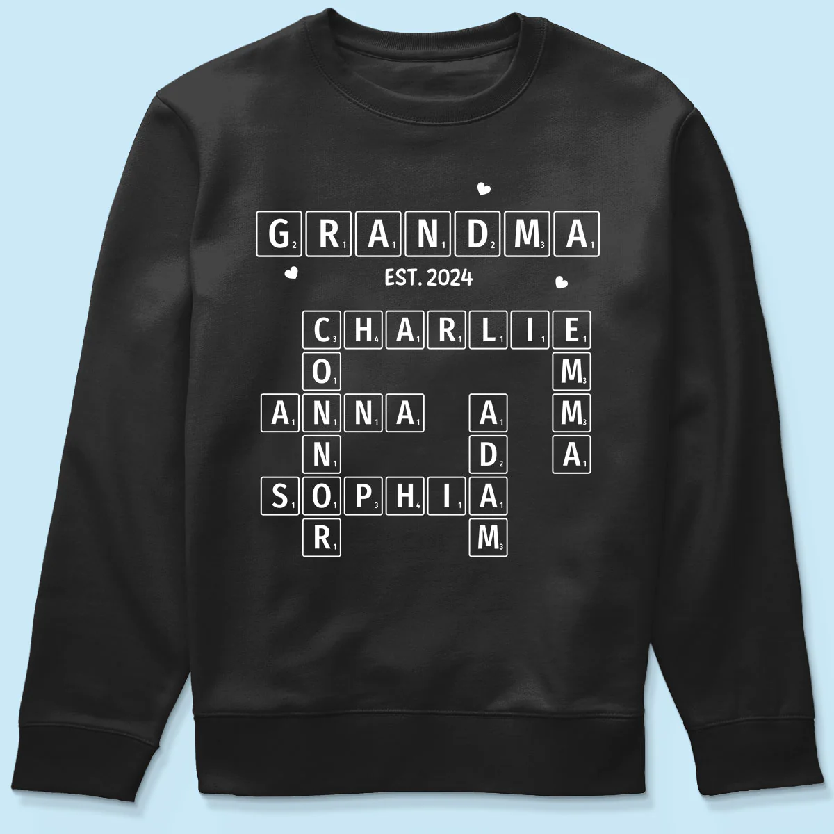 Grandma Grandpa Est. Crossword Art Puzzle Personalized Shirt - Image 6