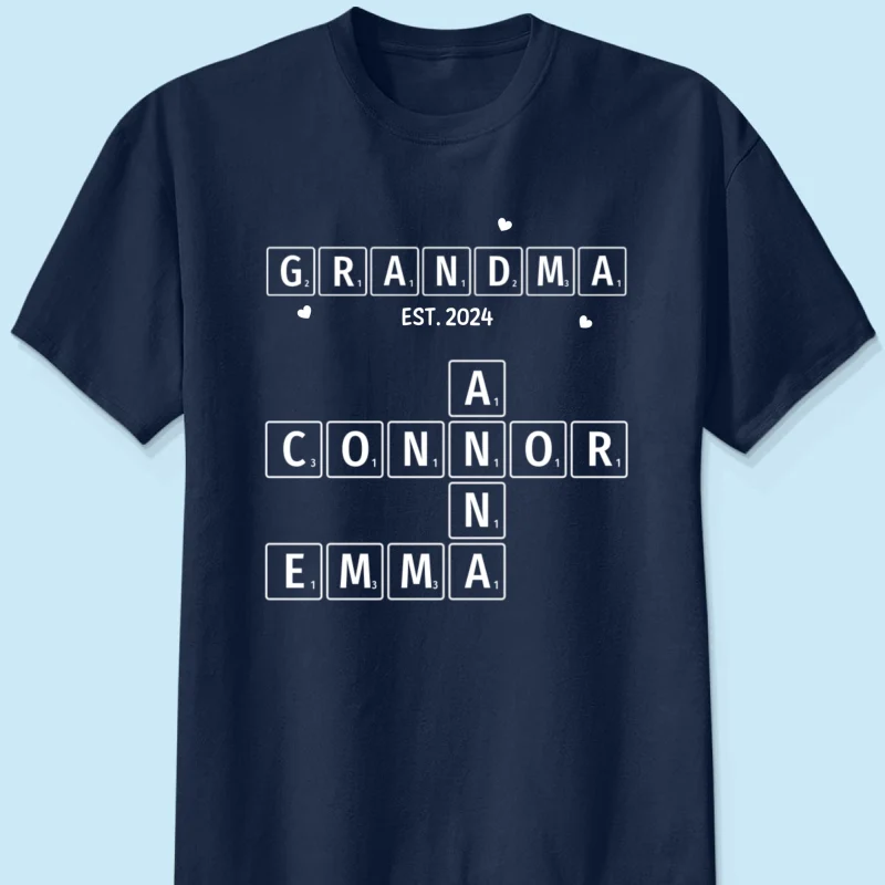 Grandma Grandpa Est. Crossword Art Puzzle Personalized Shirt - Image 8