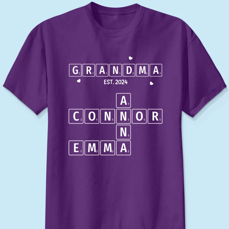 Grandma Grandpa Est. Crossword Art Puzzle Personalized Shirt - Image 9