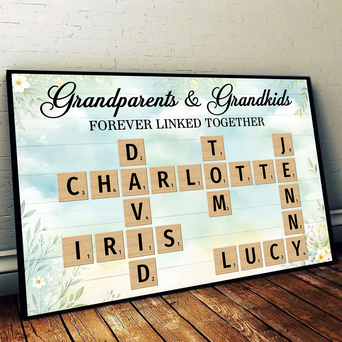 Grandma Grandpa & Grandkids Crossword Puzzle Personalized Poster, Heartfelt Gift For Grandma's Birthday, Mother's Day or Just Because - Image 2