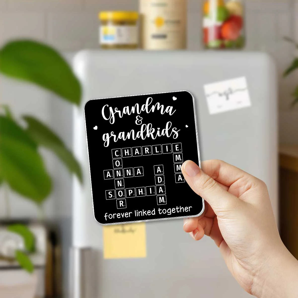 Grandma Grandpa & Grandkids Forever Linked Together Personalized Acrylic Fridge Magnet - Image 3