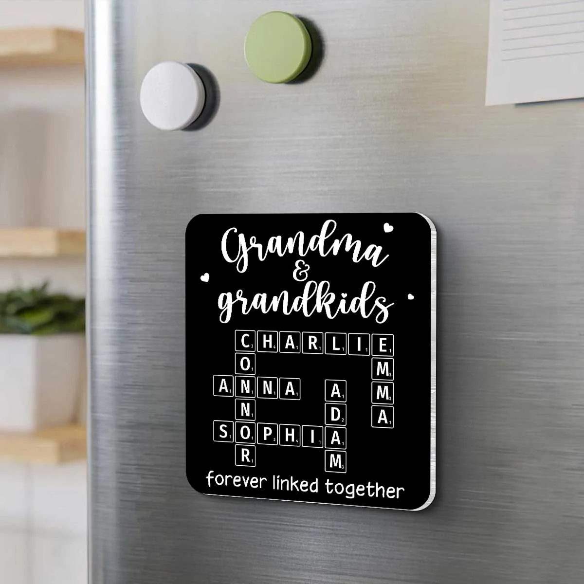 Grandma Grandpa & Grandkids Forever Linked Together Personalized Acrylic Fridge Magnet - Image 6