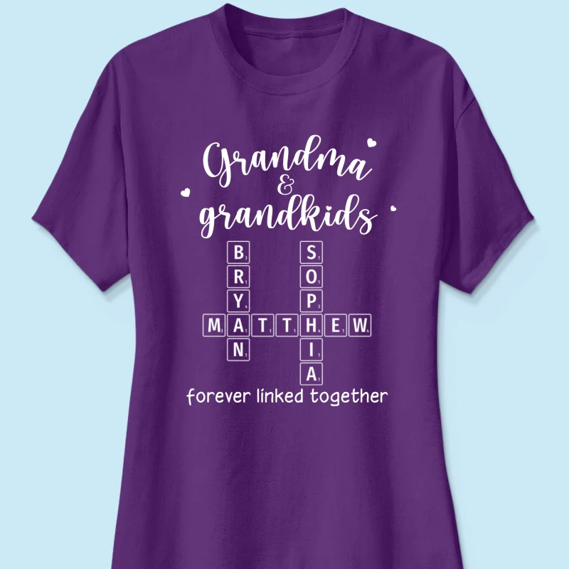 Grandma Grandpa & Grandkids Forever Linked Together Crossword Puzzle Art Personalized Shirt - Image 13