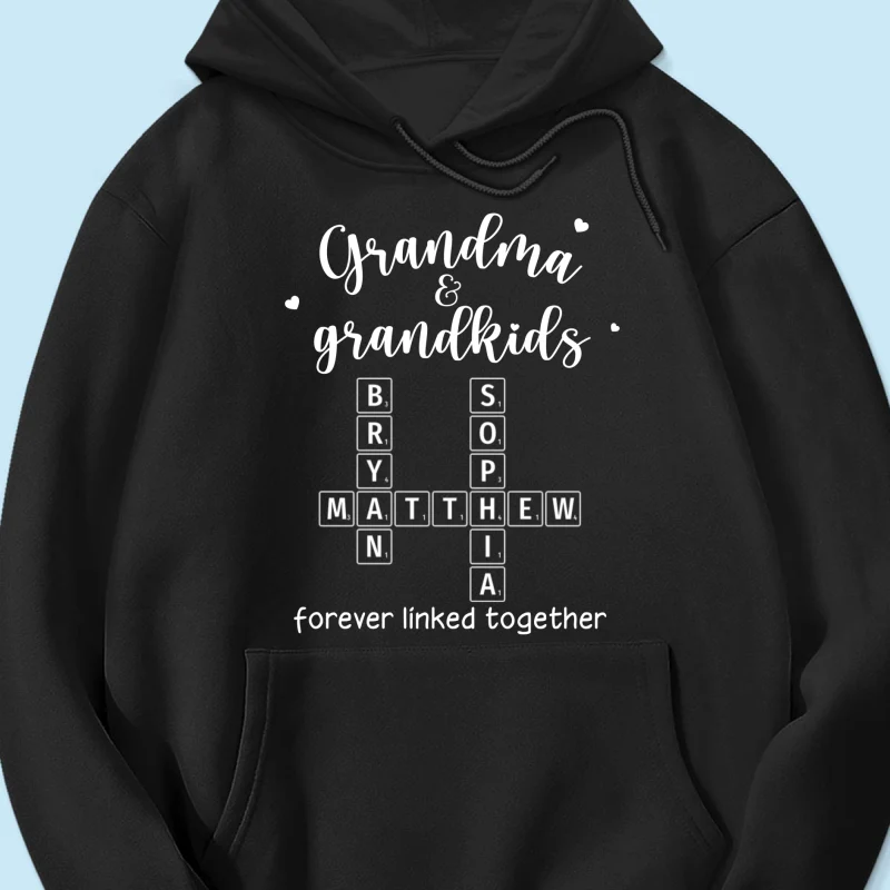Grandma Grandpa & Grandkids Forever Linked Together Crossword Puzzle Art Personalized Shirt - Image 14