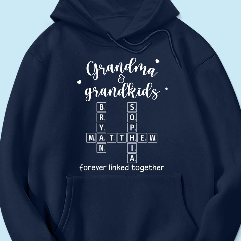 Grandma Grandpa & Grandkids Forever Linked Together Crossword Puzzle Art Personalized Shirt - Image 15