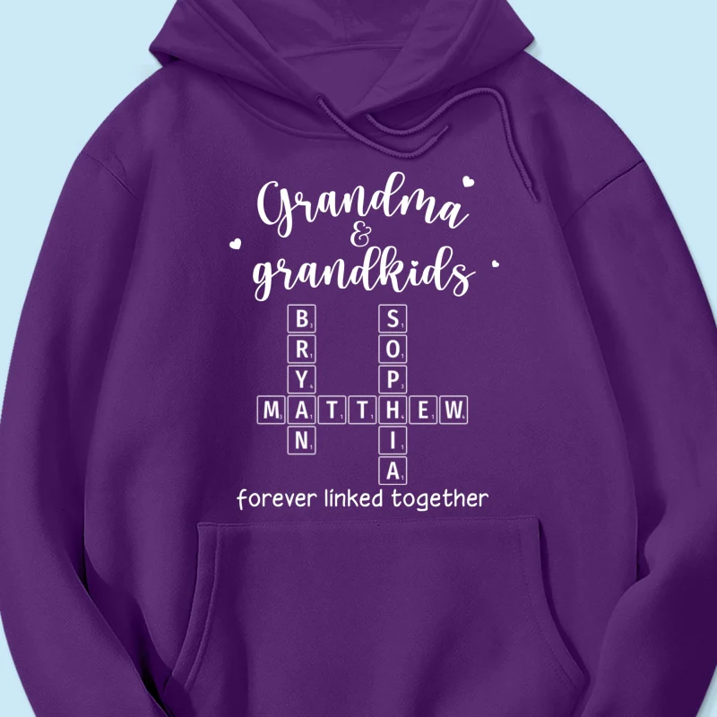 Grandma Grandpa & Grandkids Forever Linked Together Crossword Puzzle Art Personalized Shirt - Image 16