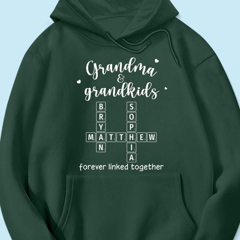 Grandma Grandpa & Grandkids Forever Linked Together Crossword Puzzle Art Personalized Shirt - Image 17