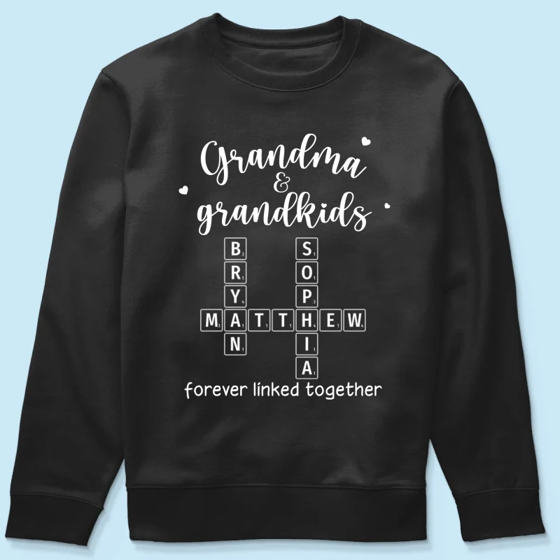 Grandma Grandpa & Grandkids Forever Linked Together Crossword Puzzle Art Personalized Shirt - Image 18