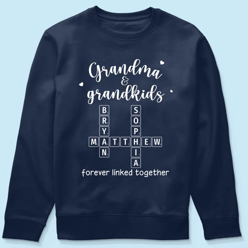 Grandma Grandpa & Grandkids Forever Linked Together Crossword Puzzle Art Personalized Shirt - Image 19