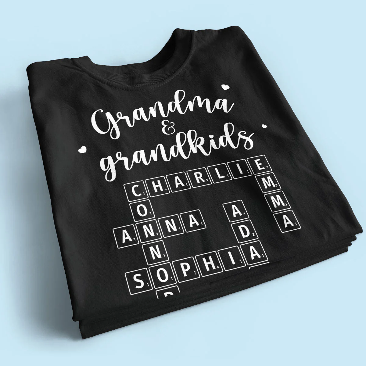 Grandma Grandpa & Grandkids Forever Linked Together Crossword Puzzle Art Personalized Shirt - Image 2