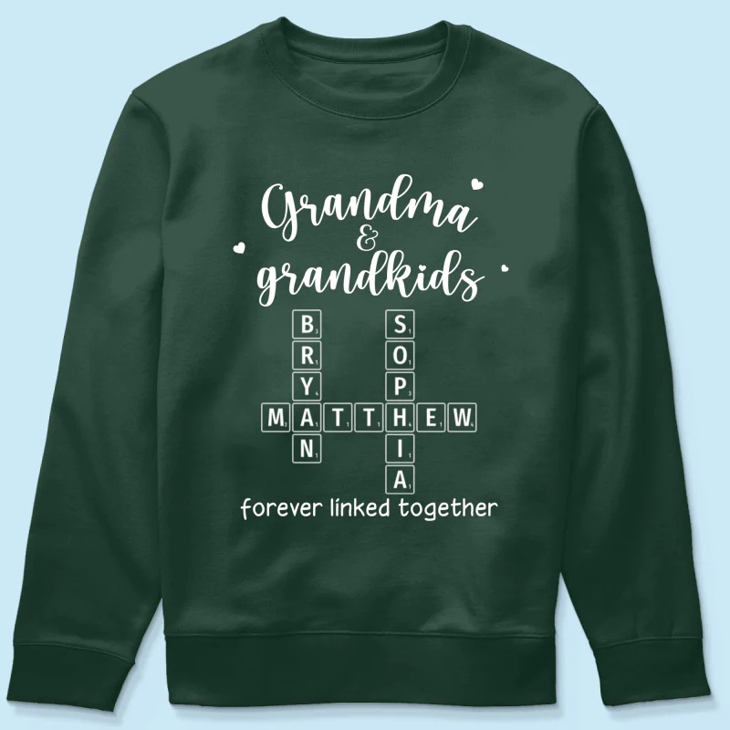 Grandma Grandpa & Grandkids Forever Linked Together Crossword Puzzle Art Personalized Shirt - Image 20