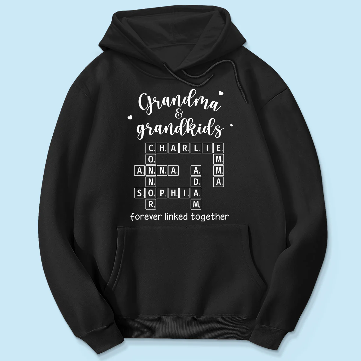 Grandma Grandpa & Grandkids Forever Linked Together Crossword Puzzle Art Personalized Shirt - Image 5