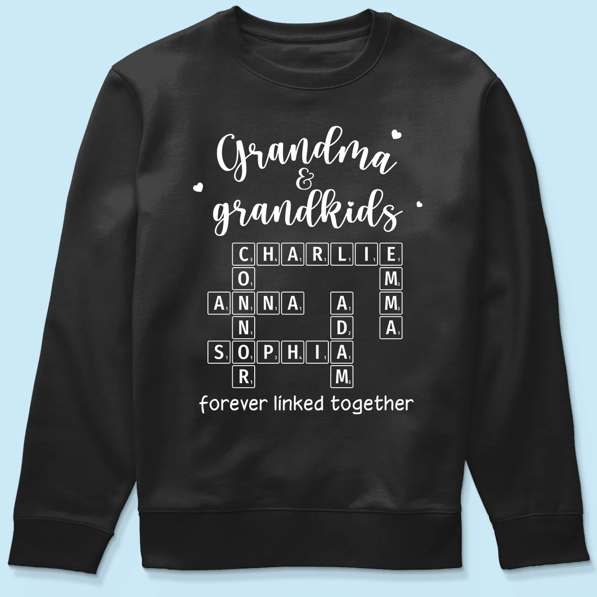 Grandma Grandpa & Grandkids Forever Linked Together Crossword Puzzle Art Personalized Shirt - Image 6