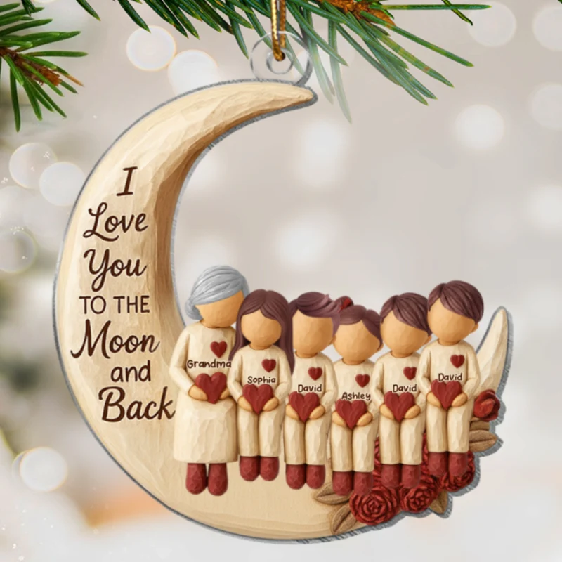 Grandma Grandpa Love You to the Moon & Back - Personalized Acrylic Ornament - Christmas Gift for Grandparents, Granchildren - Image 10