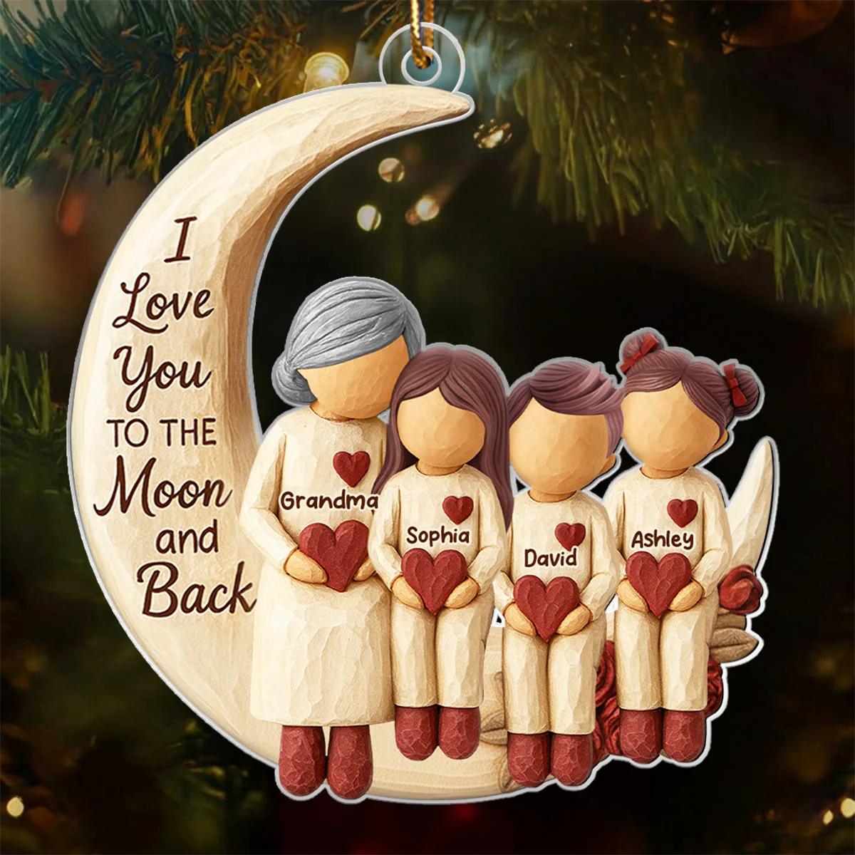Grandma Grandpa Love You to the Moon & Back - Personalized Acrylic Ornament - Christmas Gift for Grandparents, Granchildren - Image 7