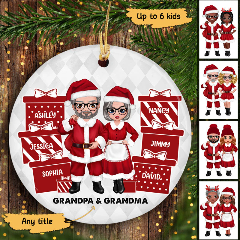 Grandma & Grandpa‘s Favorite Gifts Personalized Circle Ornament - Image 2