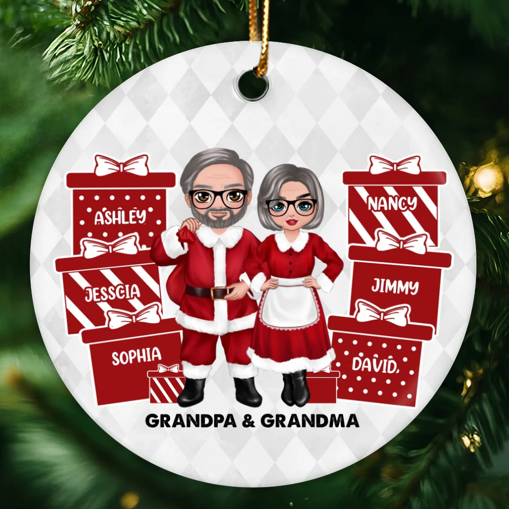 Grandma & Grandpa‘s Favorite Gifts Personalized Circle Ornament - Image 4