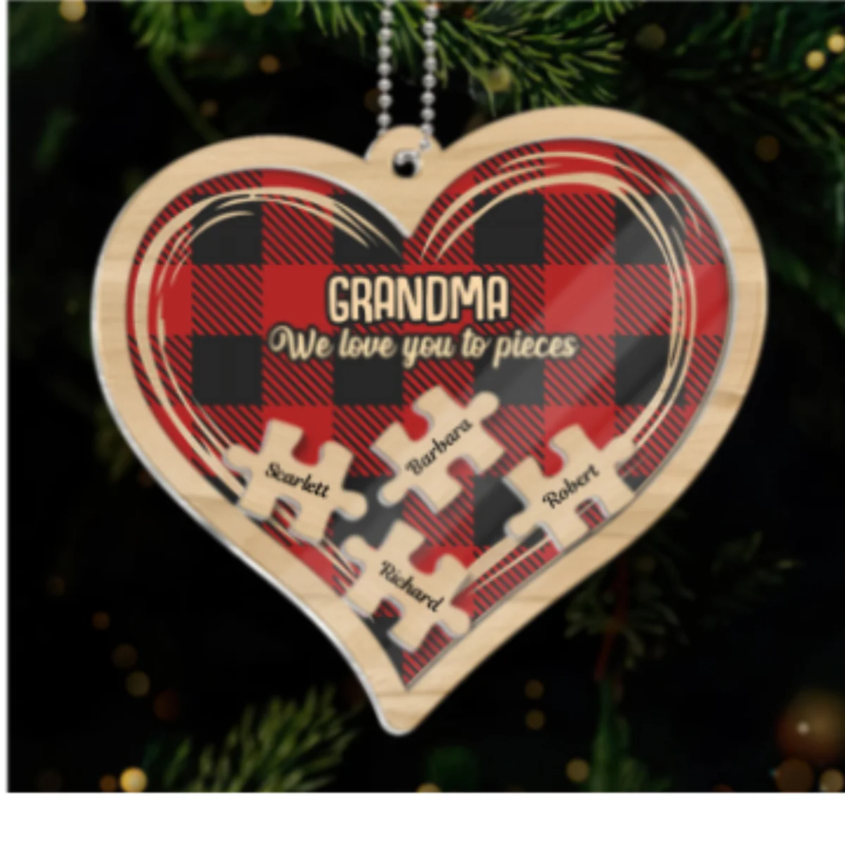 Grandma Grandpa We Love You To Pieces Personalized 4D Shaker Ornament, Christmas Gift For Grandparents - Image 10