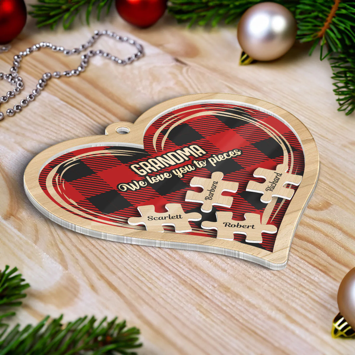 Grandma Grandpa We Love You To Pieces Personalized 4D Shaker Ornament, Christmas Gift For Grandparents - Image 7