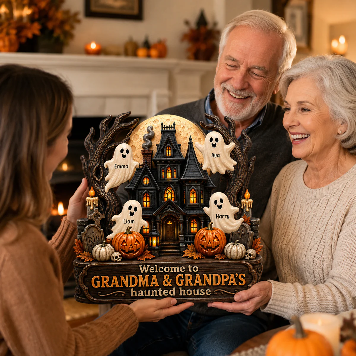 Grandma Grandpa's Halloween Haunted House - Personalized Door Sign - Halloween Decor for Grandparents - Image 6