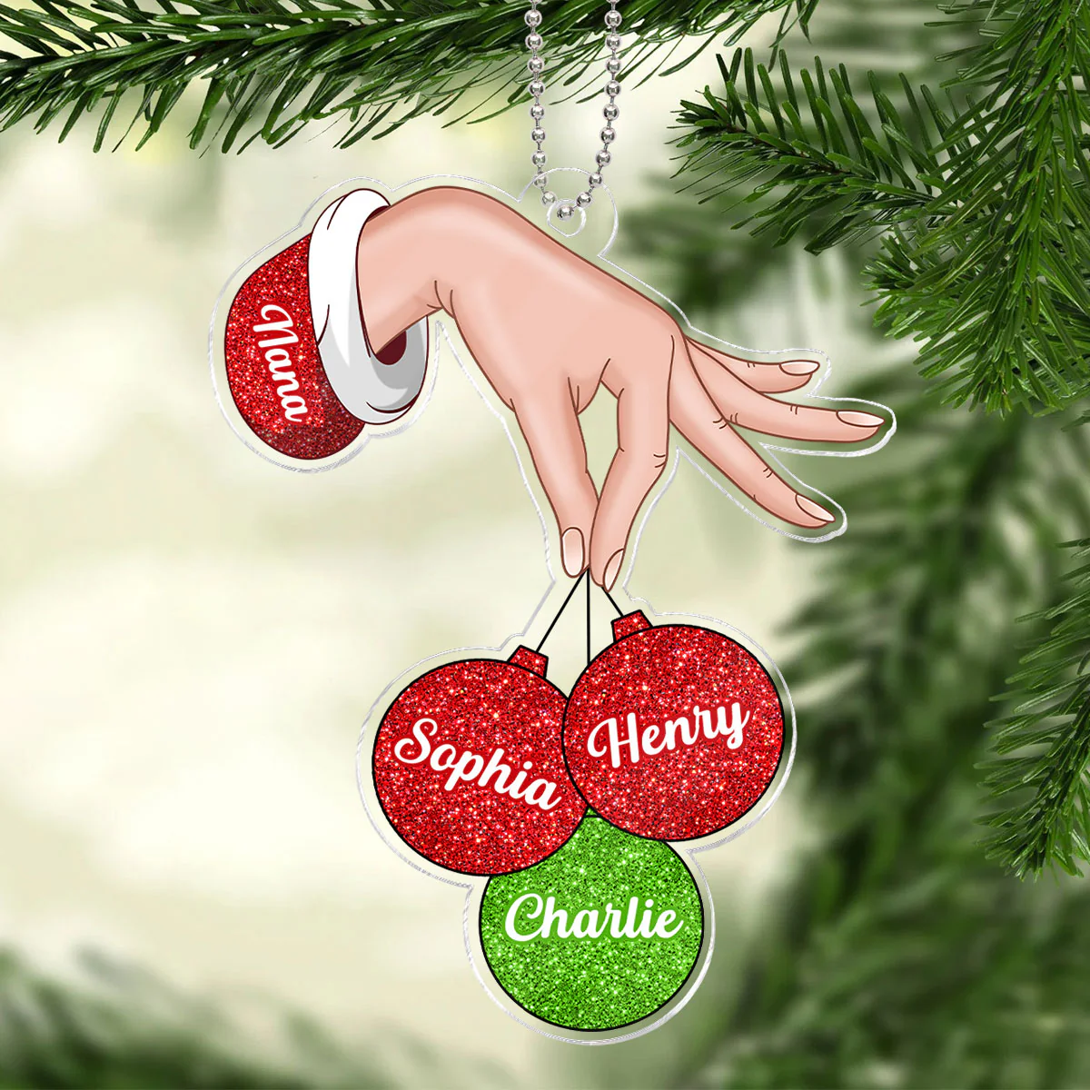 Grandma Hand Holding Christmas Ornament Personalized Acylic Ornament - Image 2
