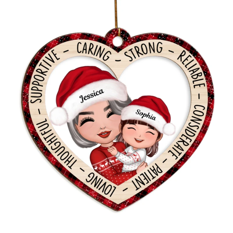Grandma Holding Grandkid Personalized Wooden Ornament - Image 5