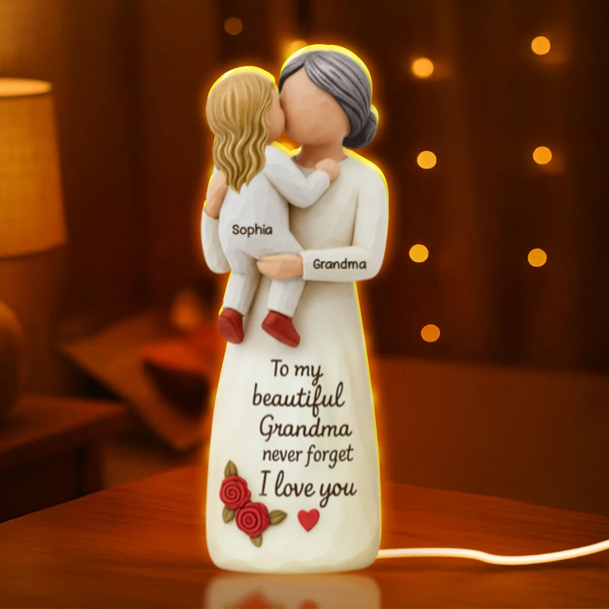 Grandma Hugging Grandkid 3D Effect - Personalized Light Box - Image 11
