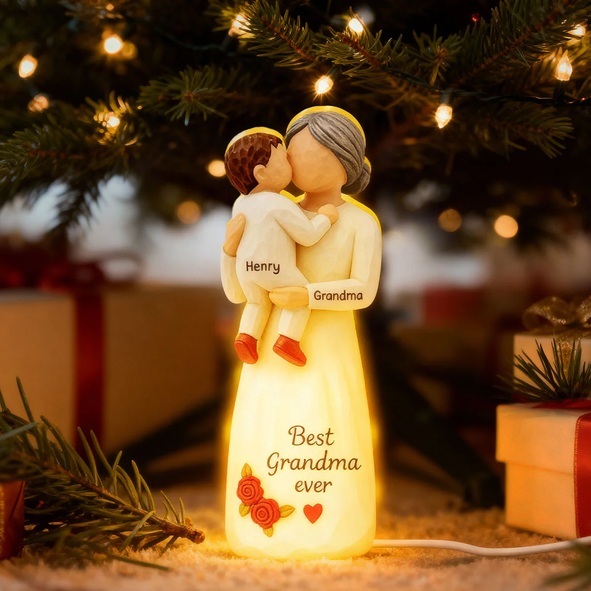 Grandma Hugging Grandkid 3D Effect - Personalized Light Box - Image 2