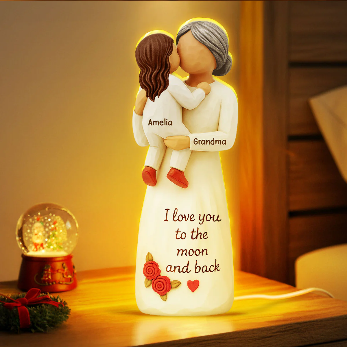 Grandma Hugging Grandkid 3D Effect - Personalized Light Box - Image 4