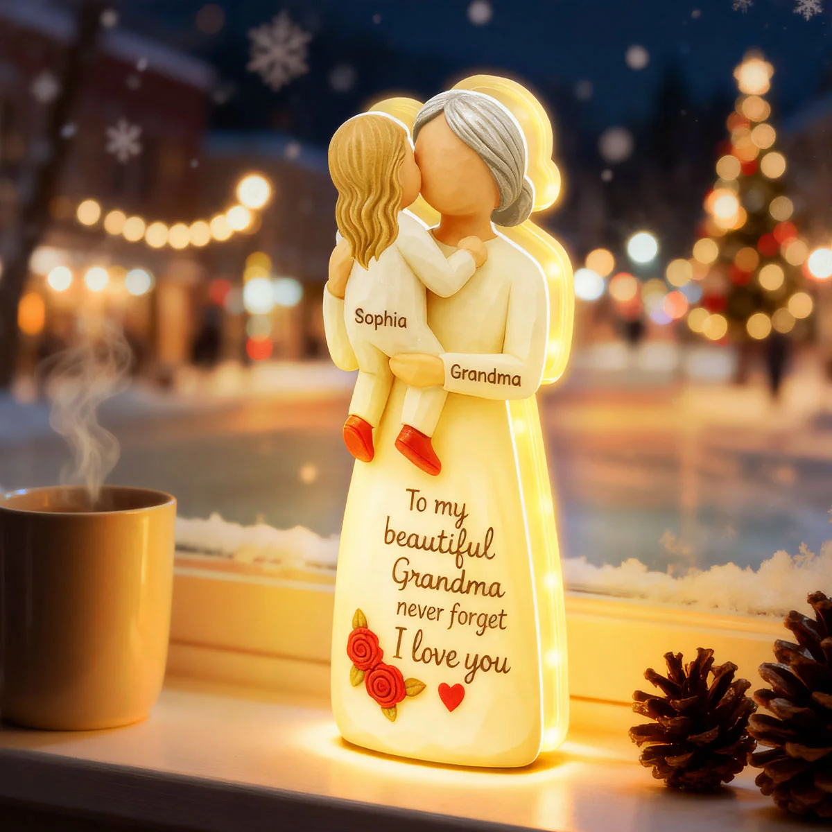 Grandma Hugging Grandkid 3D Effect - Personalized Light Box - Image 5
