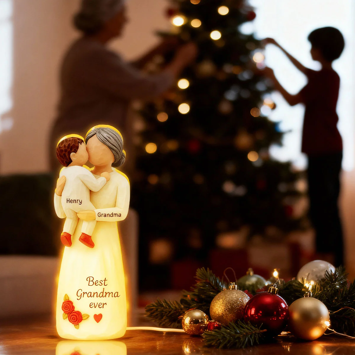 Grandma Hugging Grandkid 3D Effect - Personalized Light Box - Image 6
