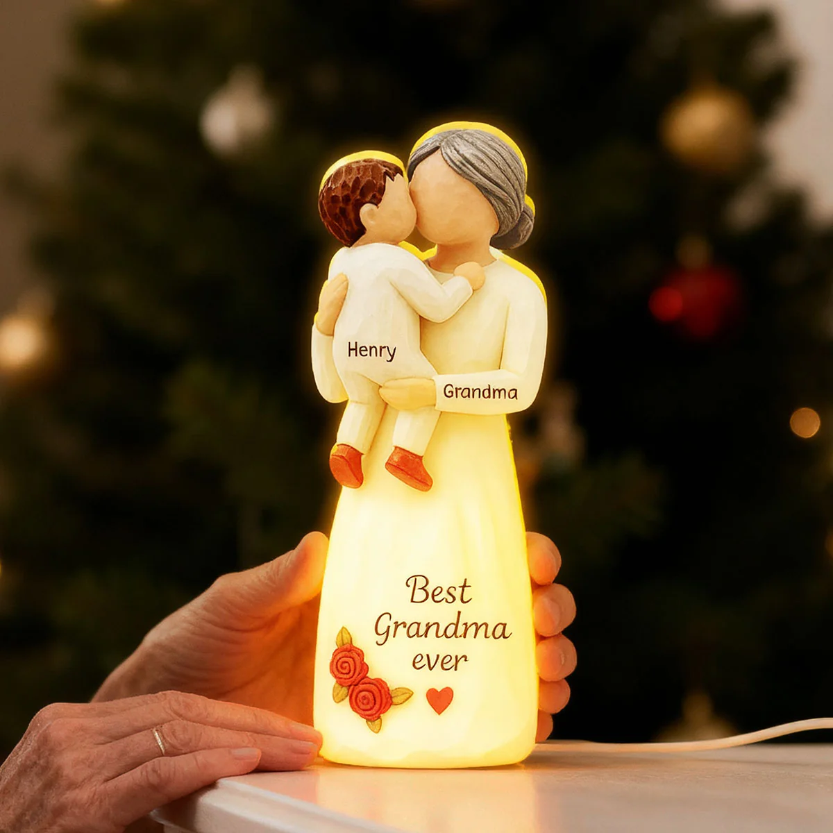 Grandma Hugging Grandkid 3D Effect - Personalized Light Box - Image 7