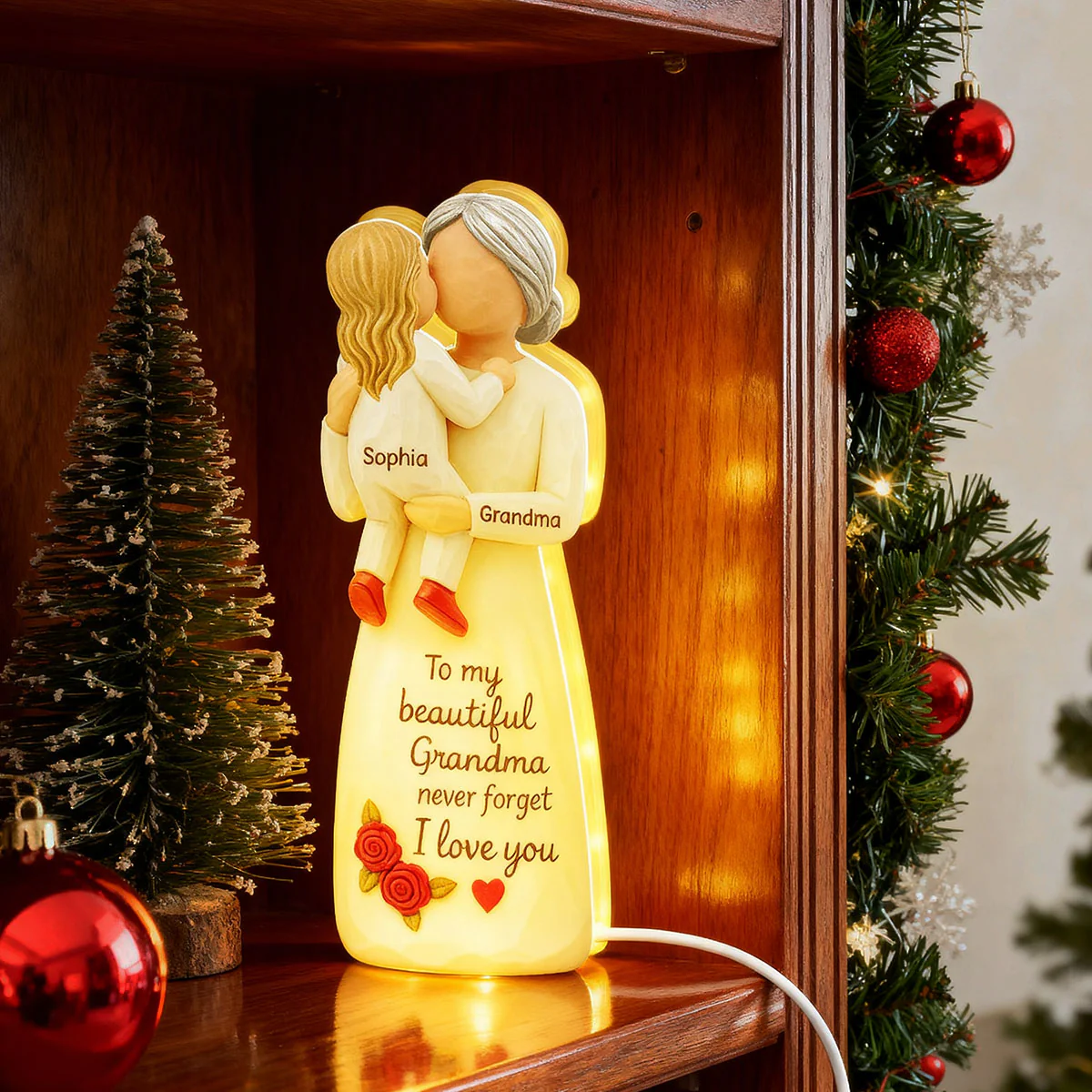 Grandma Hugging Grandkid 3D Effect - Personalized Light Box - Image 8