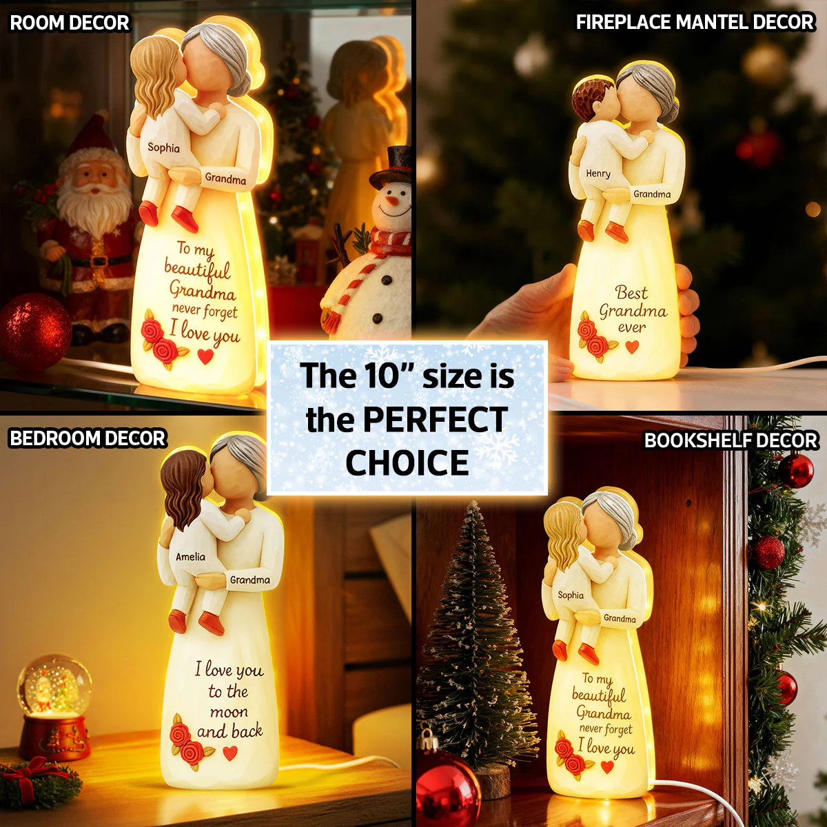 Grandma Hugging Grandkid 3D Effect - Personalized Light Box - Image 9