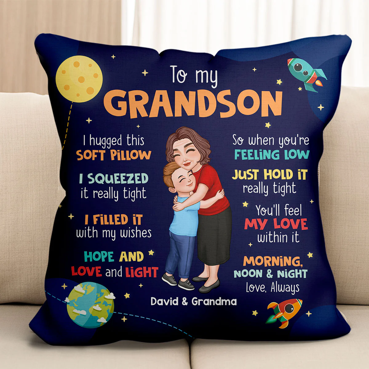 To My Granddaughter Grandson Personalized Pillow, Heartfelt Gift For Grandchildren From Grandma - Image 3