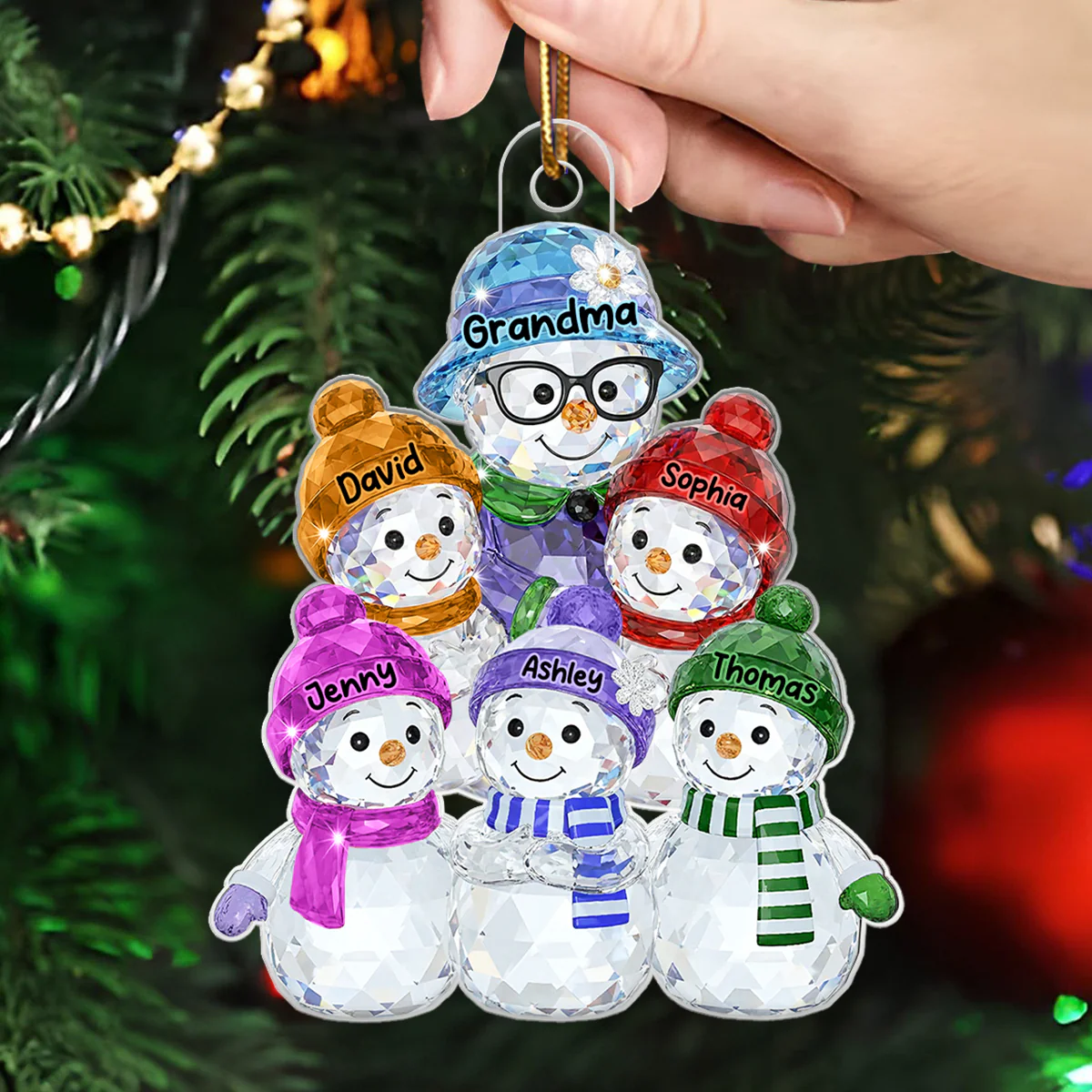Grandma Hugging Grandkids Pattern Crystal - Personalized Acrylic Ornament - Heartwarming Christmas Gift For Grandma, Family - Image 4