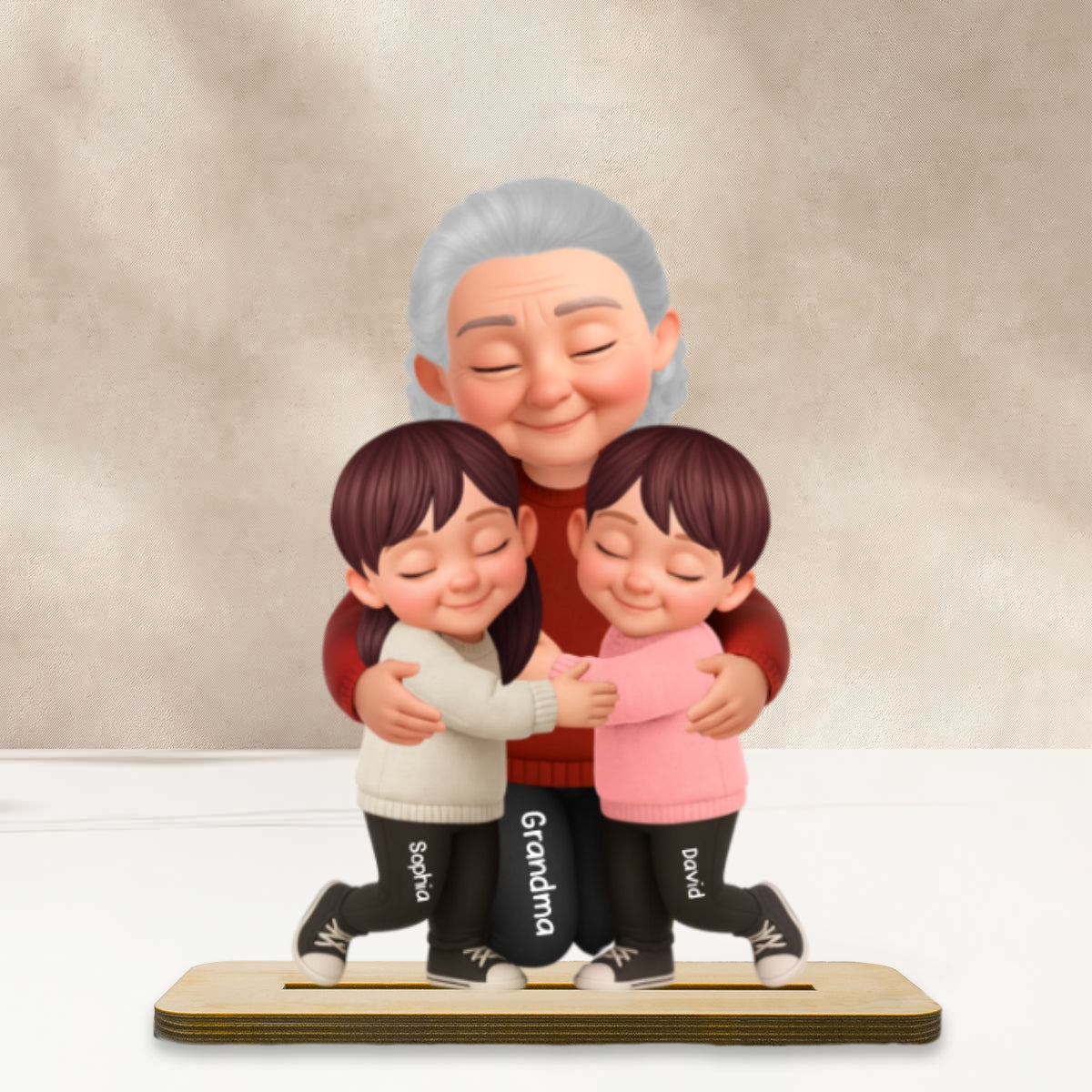 Grandma Hugging Grandkids - Personalized 2-Layered Wooden Plaque - Heartfelt Gift for Grandma - Image 13