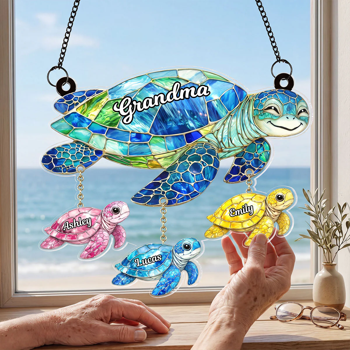 Grandma & Kids Sea Turtle - Personalized Suncatcher - Mother's Day Gift for Grandma, Mom, Wife - Image 3