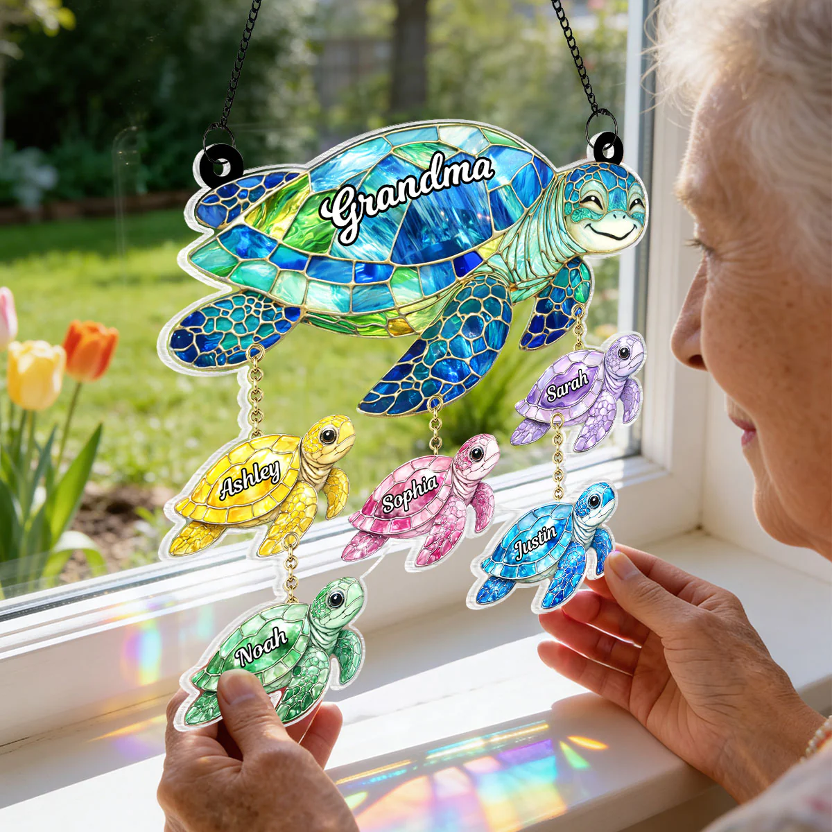 Grandma & Kids Sea Turtle - Personalized Suncatcher - Mother's Day Gift for Grandma, Mom, Wife - Image 4