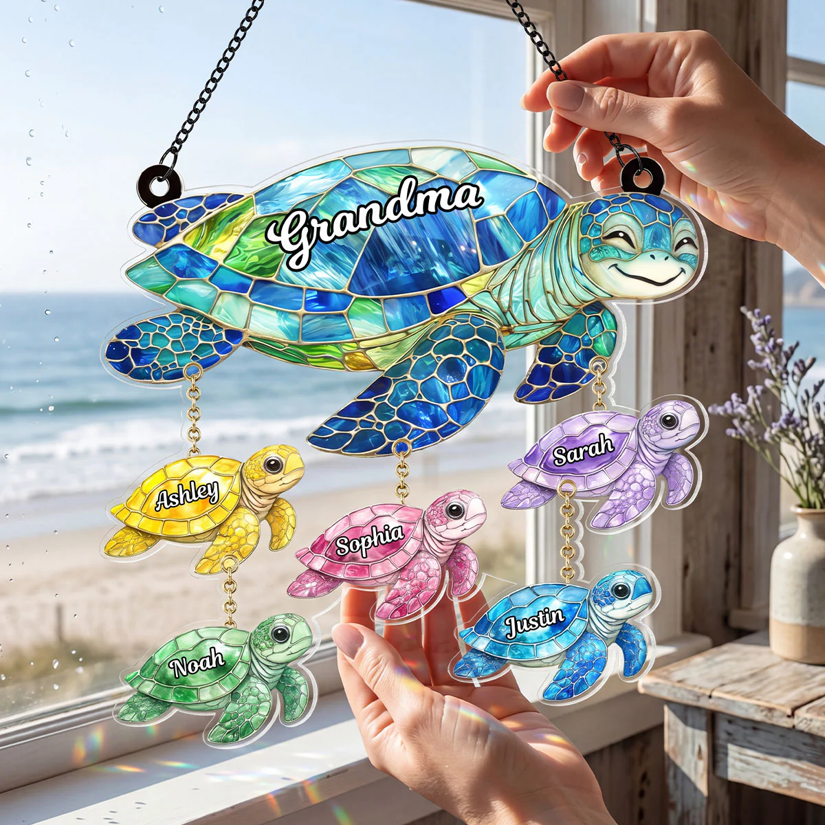 Grandma & Kids Sea Turtle - Personalized Suncatcher - Mother's Day Gift for Grandma, Mom, Wife - Image 5