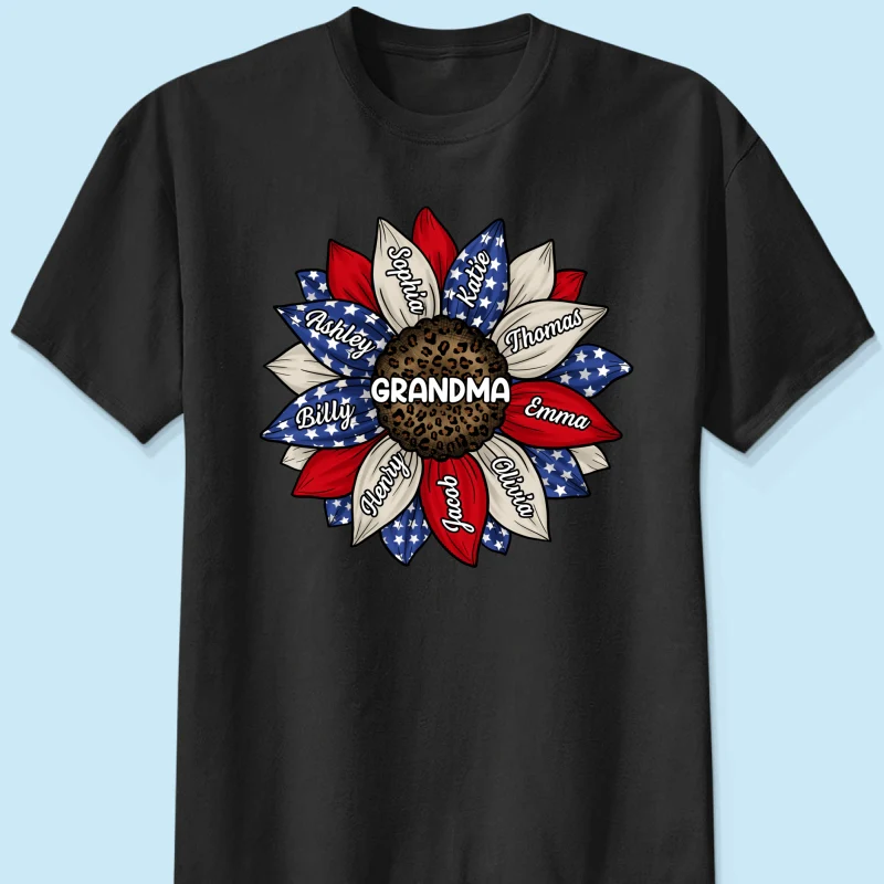 Grandma Leopard Nation Flag Sunflower Personalized Shirt - Image 12
