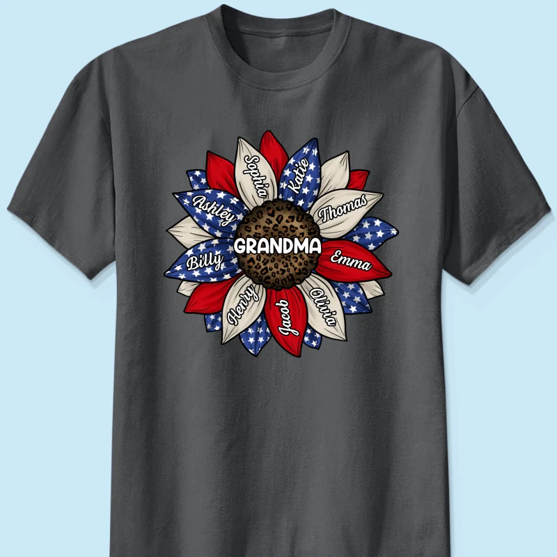 Grandma Leopard Nation Flag Sunflower Personalized Shirt - Image 14