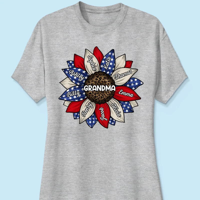 Grandma Leopard Nation Flag Sunflower Personalized Shirt - Image 16