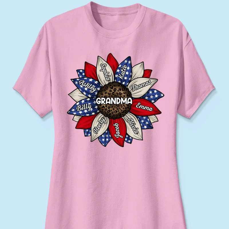 Grandma Leopard Nation Flag Sunflower Personalized Shirt - Image 17
