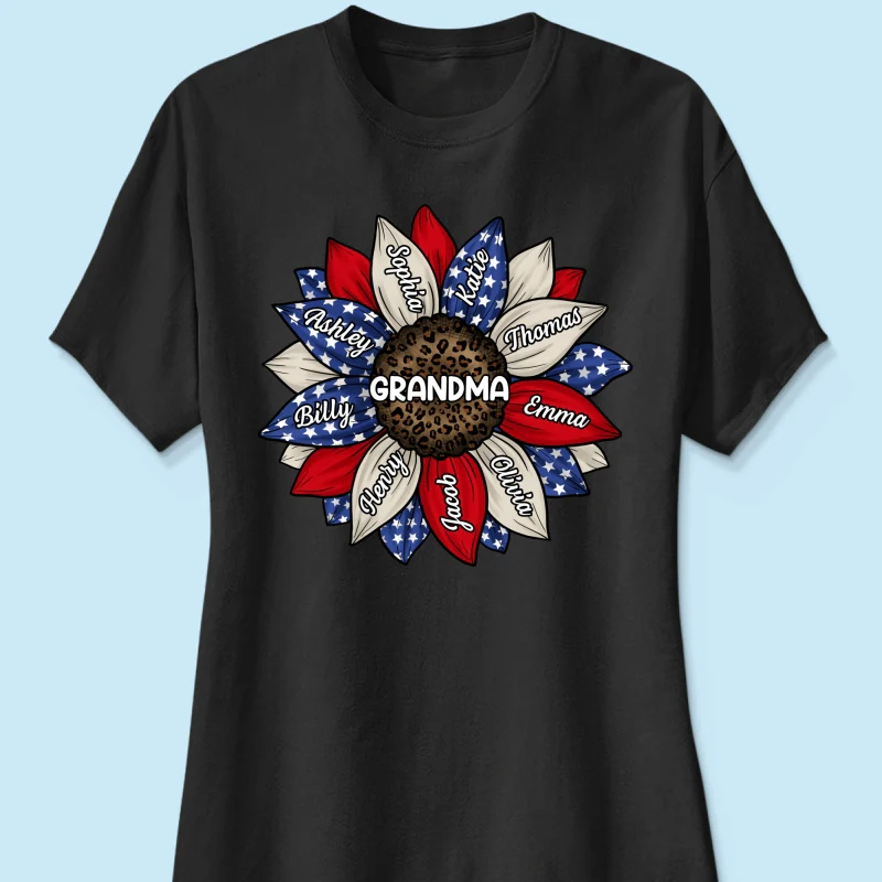 Grandma Leopard Nation Flag Sunflower Personalized Shirt - Image 19
